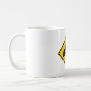 Two Downward Arrows Warning Road Sign Coffee Mug