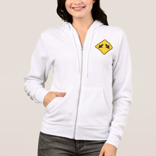 Two Downward Arrows Warning Road Sign Hoodie (Front)