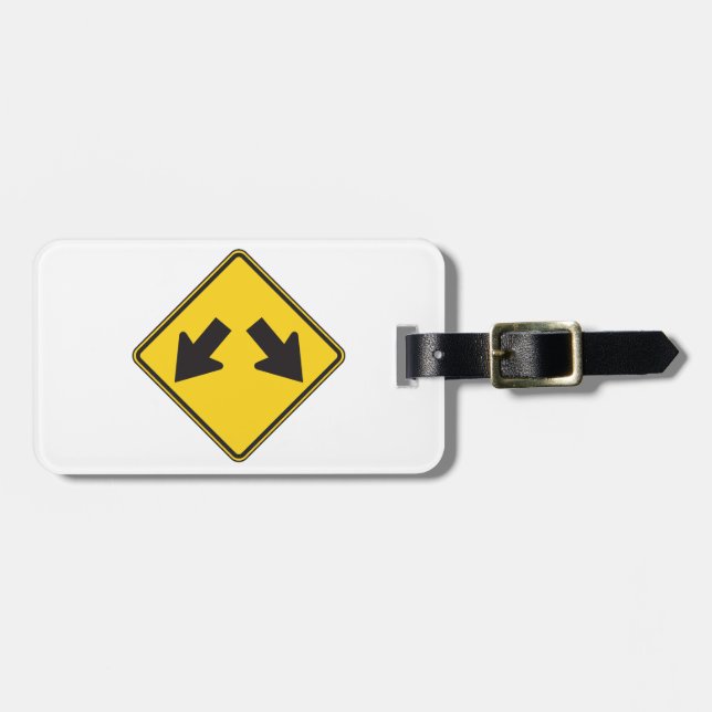 Two Downward Arrows Warning Road Sign Luggage Tag (Front Horizontal)