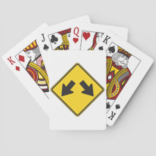 Two Downward Arrows Warning Road Sign Playing Cards