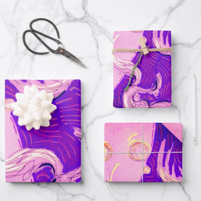 Two Dragons, Three Suns Wrapping Paper Sheet (Front)