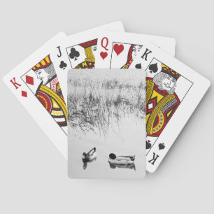 Two Ducks in Black and White Playing Cards