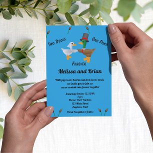 Two Ducks One Pond Wedding Invitation