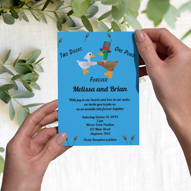 Two Ducks One Pond Wedding Invitation (Creator Uploaded)