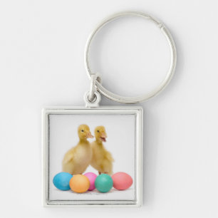 Two ducks with Easter Eggs Key Ring