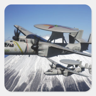 Two E-2C Hawkeyes conduct a flyby Square Sticker