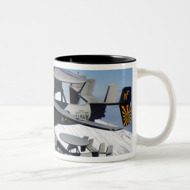 Two E-2C Hawkeyes conduct a flyby Two-Tone Coffee Mug (Right)