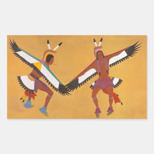 Two Eagle Dancers Rectangular Sticker (Front)