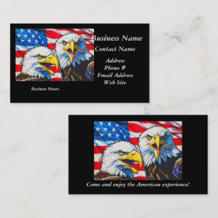Two Eagles Talking - US Flag and Bald Eagles Business Card