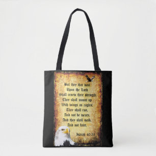 Two Eagles with Isaiah 40:31 Tote Bag