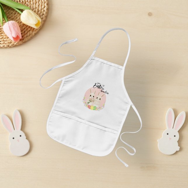 Two Easter Bunnies Personalized Kids Apron (Creator Uploaded)