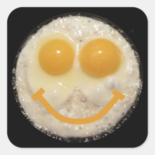Two Eggs in Frying Pan with Smile Square Sticker