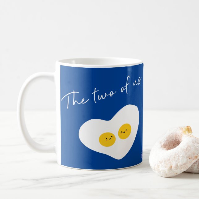 Two Eggs in Love Customisable Coffee Mug (With Donut)