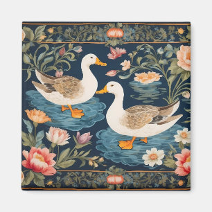 Two Elegant Ducks William Morris Inspired Magnet