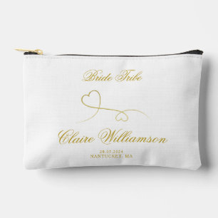 Two Elegant Gold Hearts   Bride Tribe Accessory Pouch