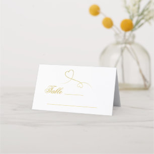 Two Elegant Gold Hearts Personalised Wedding Place Card
