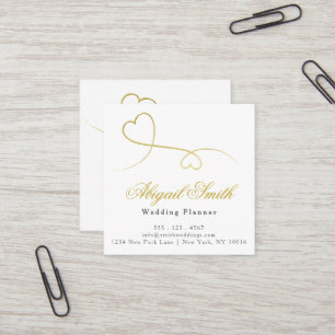 Two Elegant Gold Hearts   Square Business Card