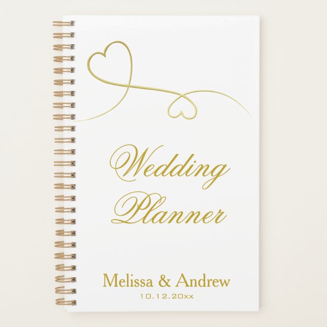 Two Elegant Gold Hearts | Wedding Planner (Front)