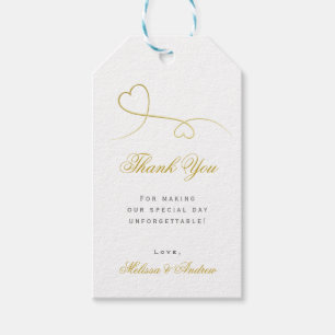 Two Elegant Gold Hearts   Wedding 'Thank You' Gift Tags