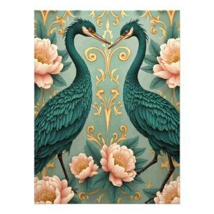 two elegant green herons  photo print