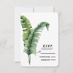 Two Elegant Palm Leaves Tropical Wedding RSVP Card