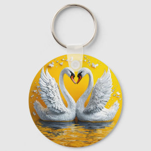 Two Elegant Swans Key Ring