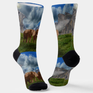 Two Elephant Oil Paint, Crew Socks