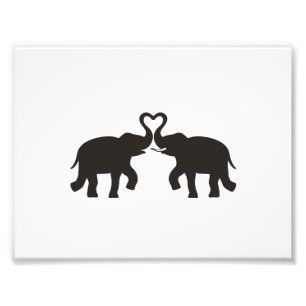 Two elephants love silhouettes photo print
