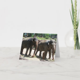 Two Elephants on a blank note card
