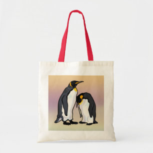 two emperor penguins tote bag