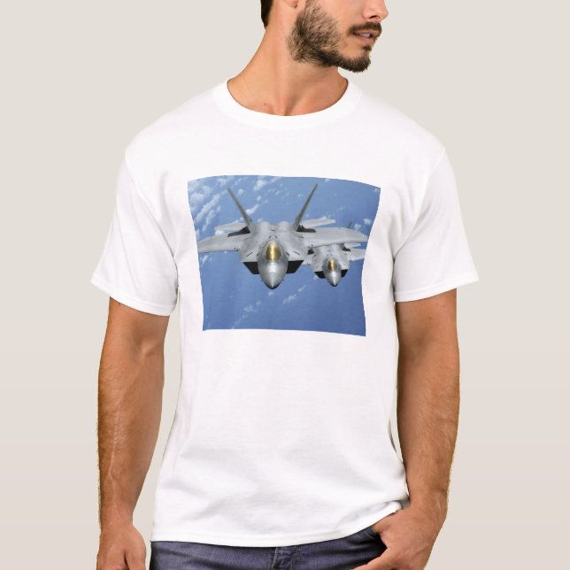 Two F-22 Raptors fly over the Pacific Ocean 2 T-Shirt (Front)