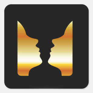 Two faces side by side with illusion of a vase square sticker