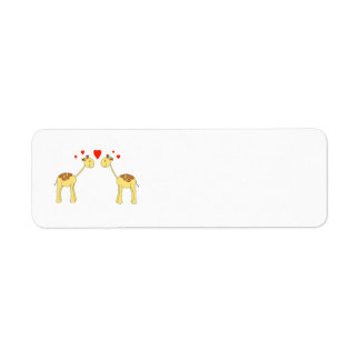 Two Facing Giraffes with Hearts. Cartoon.