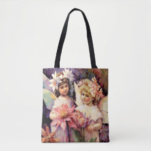 Two Fairy Children in a Flower Garden Tote Bag