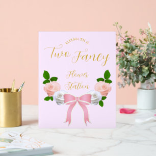 Two Fancy Bow Floral Birthday Acrylic Sign