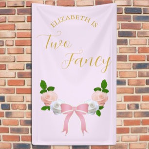 Two Fancy Bow Floral Birthday Banner