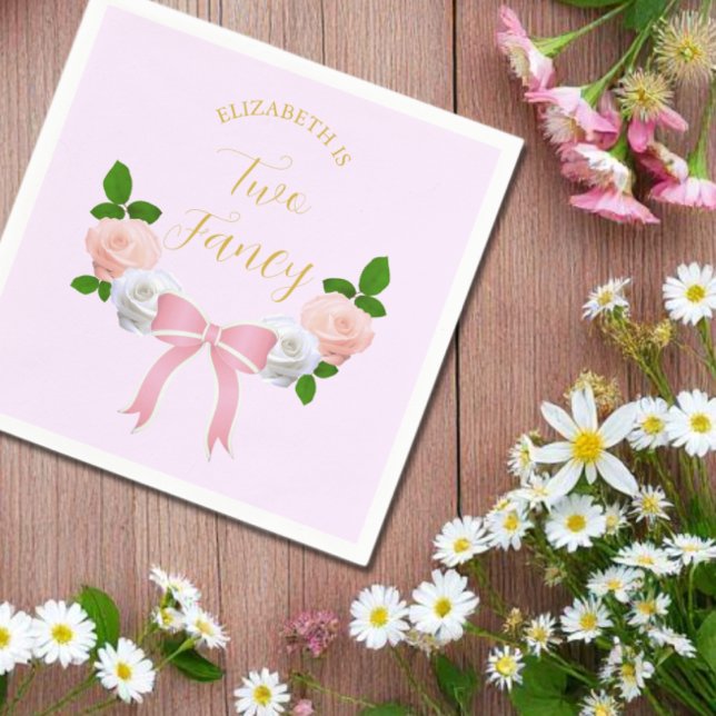 Two Fancy Bow Floral Birthday Napkin (Creator Uploaded)