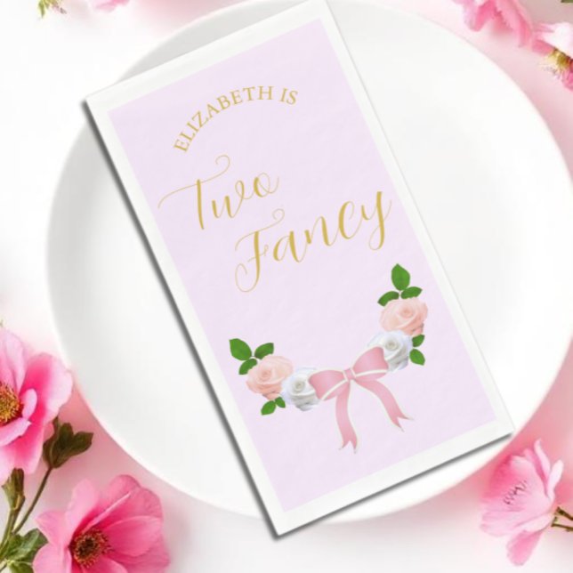 Two Fancy Bow Floral Birthday Napkins (Creator Uploaded)