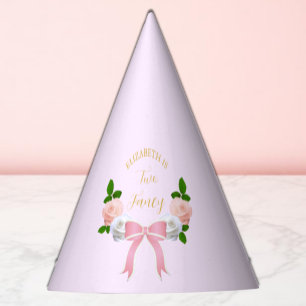 Two Fancy Bow Floral Birthday Party Hat