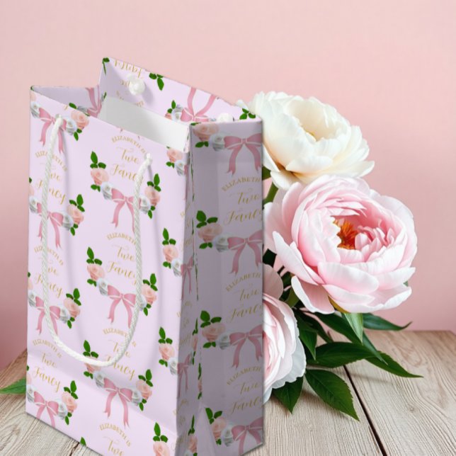 Two Fancy Bow Floral Birthday Small Gift Bag (Creator Uploaded)