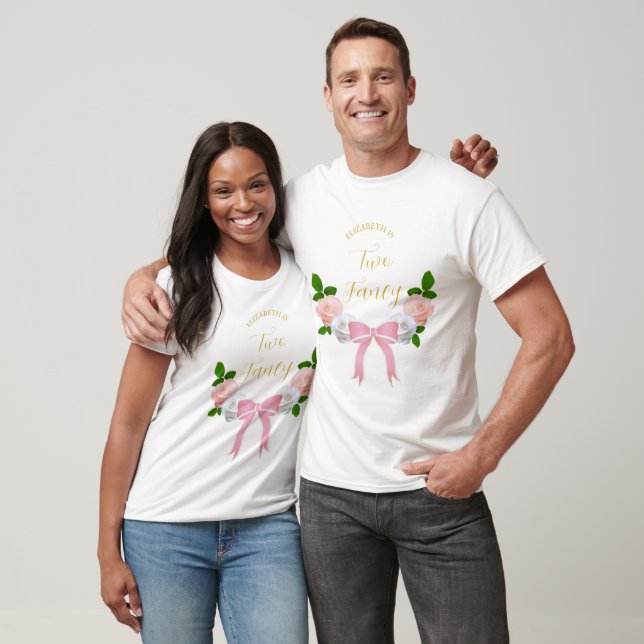 Two Fancy Bow Floral Birthday T-Shirt (Unisex)