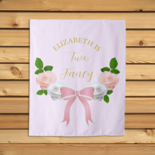 Two Fancy Bow Floral Birthday Tapestry