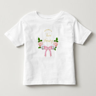 Two Fancy Bow Floral Birthday Toddler T-Shirt