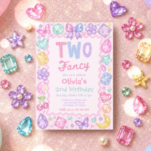 Two Fancy Whimsical Gemstone Jewel 2nd Birthday
