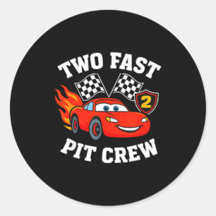 Two Fast 2 2nd Birthday T Crew 2yr Year Old  Classic Round Sticker