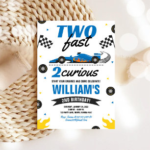 Two Fast 2 Curious Race Car 2nd Birthday Invite