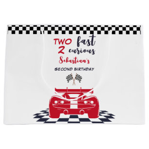 Two fast 2 curious second kids birthday large gift bag