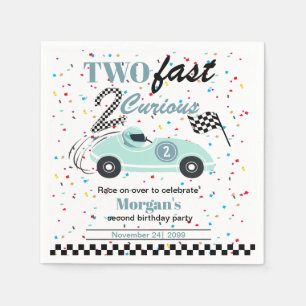 Two Fast 2Curious Blue Sports Car Second Birthday  Napkin