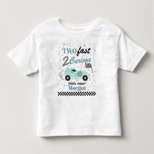 Two Fast 2Curious Blue Sports Car Second Birthday  Toddler T-Shirt