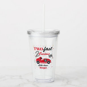 Two Fast 2Curious Red Sports Car Second Birthday  Acrylic Tumbler